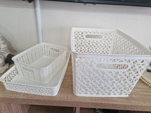 Buy & Sell Hall Green Birmingham - Photos for set of 3 white plastic storage baskets boxes