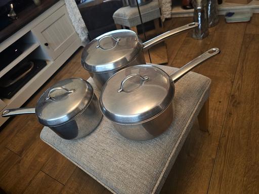 Buy & Sell Pensnett Dudley - Photos for SET OF 3 STAINLESS STEEL SAUCEPANS