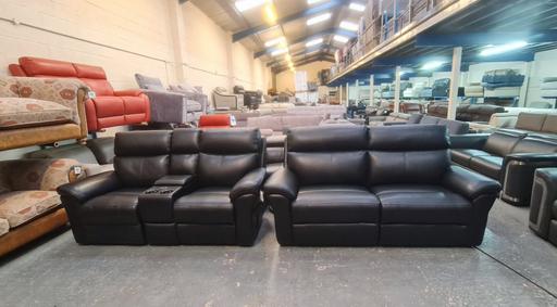 Buy & Sell Pentre Flintshire - Wales - Photos for La-z-boy Dixie black leather recliner sofas