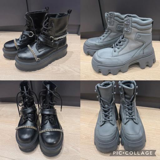 Buy & Sell Stowmarket Mid Suffolk - Photos for Black and Grey Chunky Platform Boots Bundle