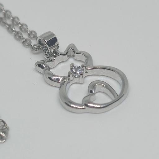 Buy & Sell Poole Bournemouth, Christchurch and Poole - Photos for Silvery Cat Rhinestone Pendant Necklace