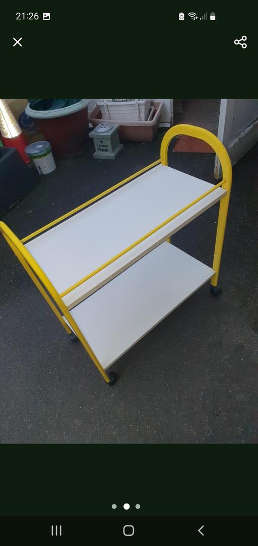 Buy & Sell Pensnett Dudley - Photos for Yellow & White Metal Trolley On Wheels, VGC
