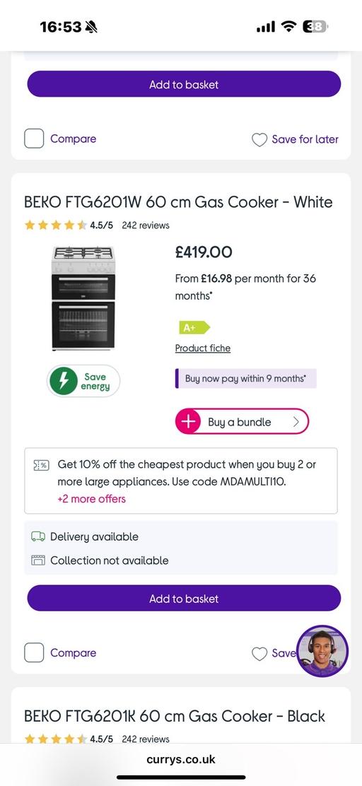 Buy & Sell Whiston Rotherham - Photos for Beko white gas cooker