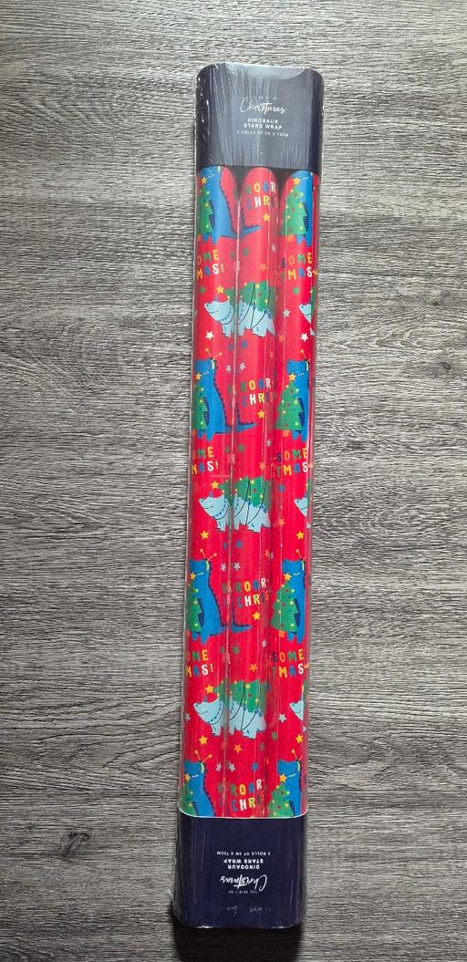 Buy & Sell Crumpsall Manchester - Photos for new Xmas Dinosaur 3pk Gift Wrap 5M