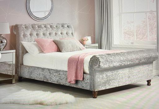 Buy & Sell Telford Telford and Wrekin - Photos for Grey crushed velvet Double Sleigh Bed