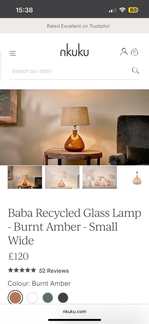 Buy & Sell Deptford South East London - Photos for 2xNkuku Baba Glass Lamps w/Dia Jut Lampshades
