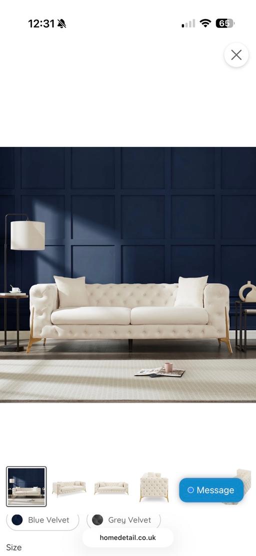 Buy & Sell Bescot Walsall - Photos for 3 Seater Sofa Chesterfield Cream Velvet