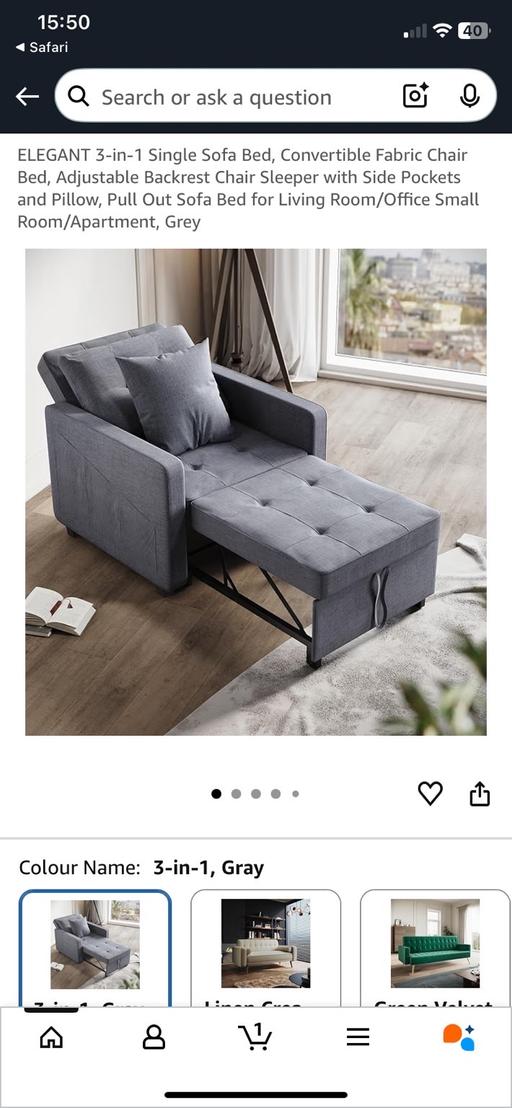 Buy & Sell Tibshelf Bolsover - Photos for Grey single sofa bed