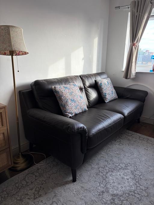 Buy & Sell West Ealing West London - Photos for Brown Leather 3 Seater Sofa