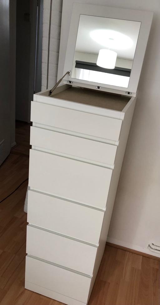 Buy & Sell Arnos Grove North London - Photos for MALM chest of 6 drawers,white/mirror