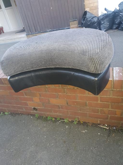 Buy & Sell Pensnett Dudley - Photos for Nice , Black Leather & Grey Fabric Footstool,