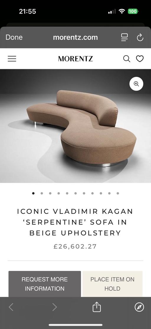 Buy & Sell West Hampstead Camden - Photos for Original Vladimir Kagan serpentine sofa