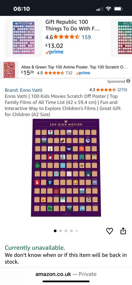 Buy & Sell Wednesfield Wolverhampton - Photos for New scratch off kids movie poster