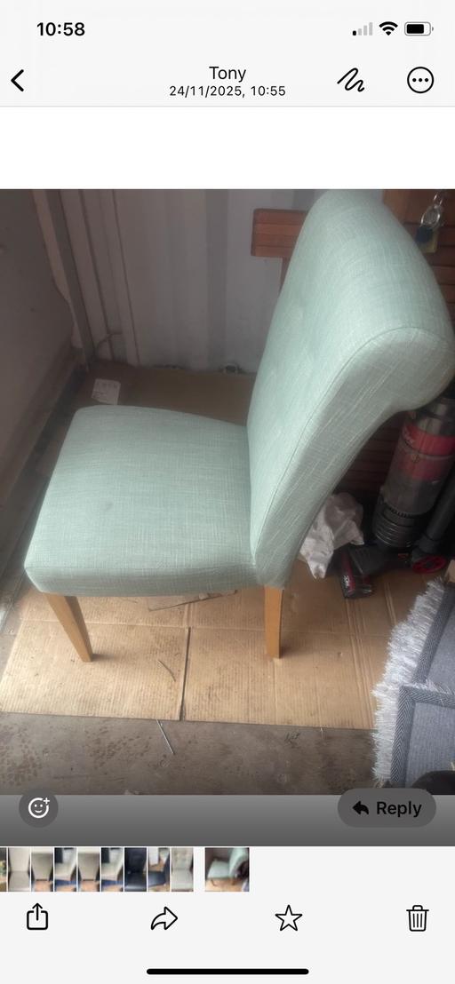 Buy & Sell Broadstairs Thanet - Photos for 4 Upholstered light green dining chairs
