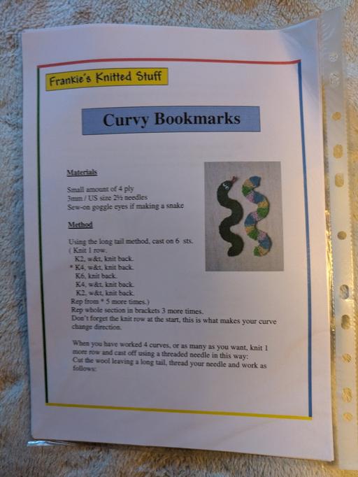 Classes Apley Telford and Wrekin - Photos for BOUGHT BUT UNUSED BOOKMARKER KNITTING PATTERN