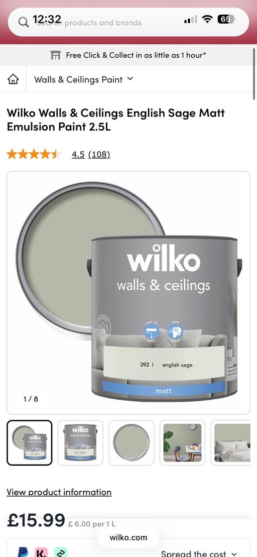 Buy & Sell Stanground South Peterborough - Photos for Wilko 2.5L Sage Green MATT paint