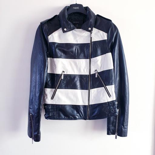 Buy & Sell Sunbury-on-Thames Spelthorne - Photos for Karen Millen Leather Mono Stripe Biker Jacket