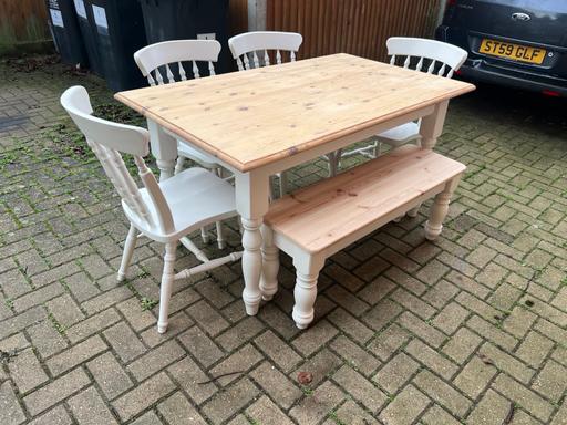 Buy & Sell Saint Dunstans Canterbury - Photos for Farmhouse table, 4 chairs and a bench