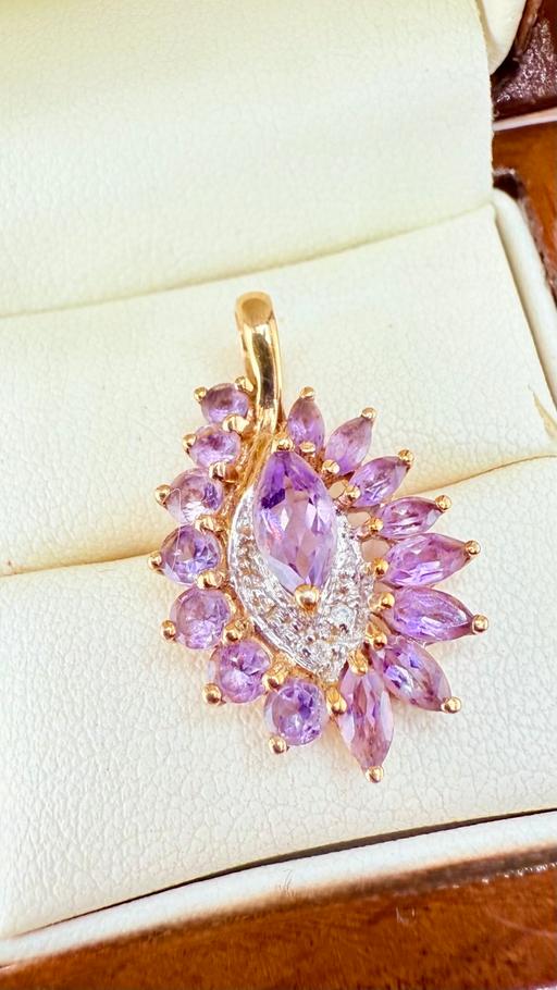 Buy & Sell Harrow on the Hill North West London - Photos for 9ct Gold Natural Amethyst Diamond Pendant