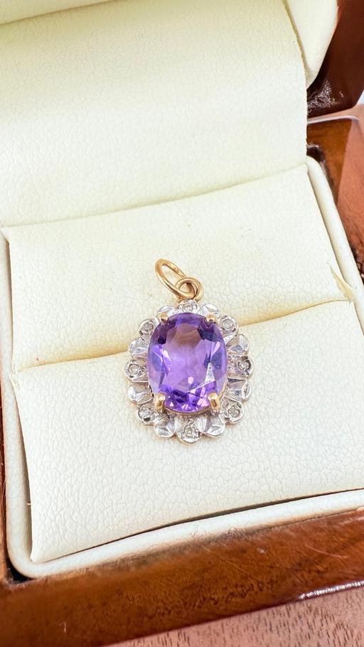 Buy & Sell Harrow on the Hill North West London - Photos for 9ct Gold Amethyst and Natural Diamond Pendant