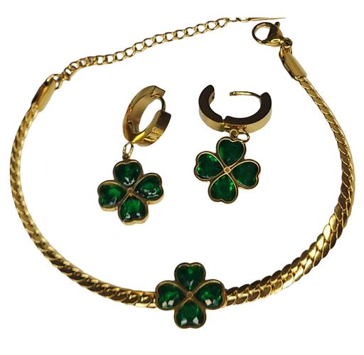 Buy & Sell - Photos for Beautiful green gem four Leaf flower Earrings