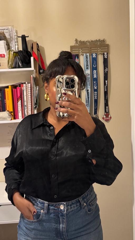 Buy & Sell Crossness South East London - Photos for Zara Black Satin Long Sleeve Shirt Size M