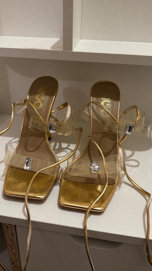 Buy & Sell Abbey Wood South East London - Photos for EGO Gold Lace-Up Heels with Gem Detail Size 5