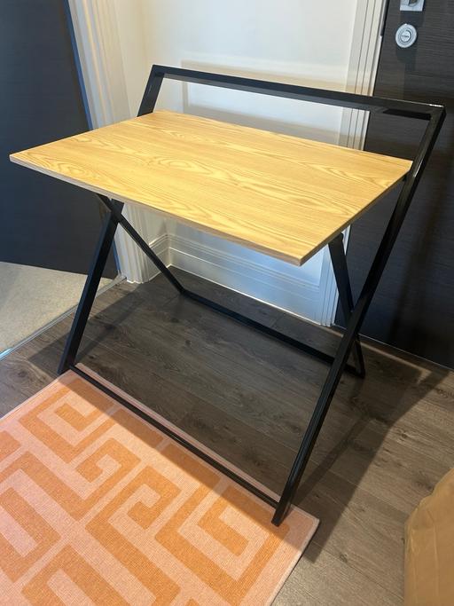 Buy & Sell Gunnersbury West London - images_alt_text Folding Table - Wood & Black Metal Frame