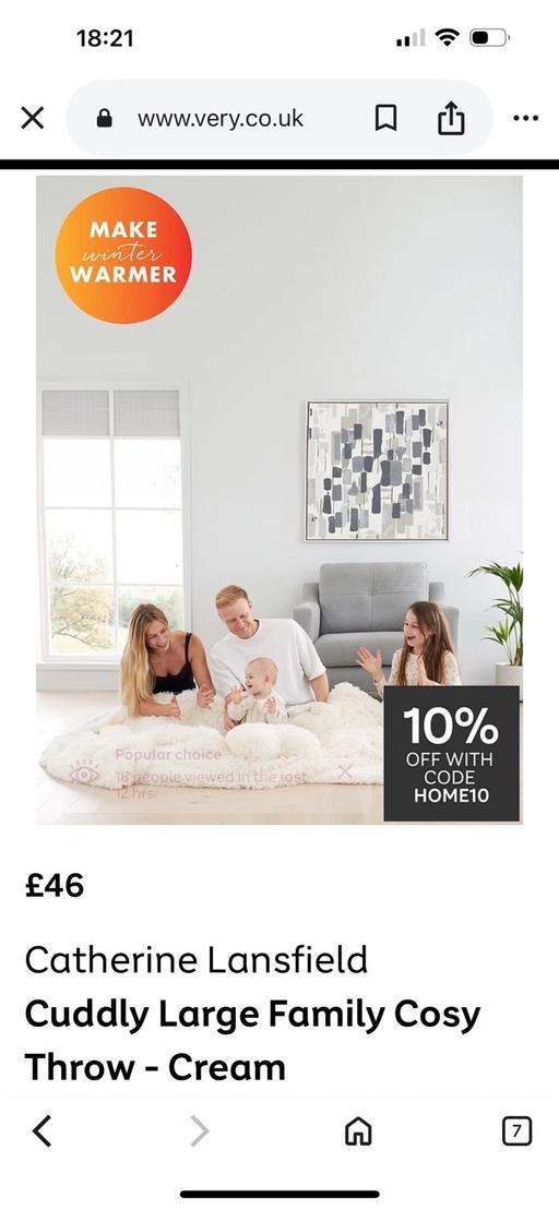 Buy & Sell Duckmanton Chesterfield - Photos for Catherine Lansfield extra large throw