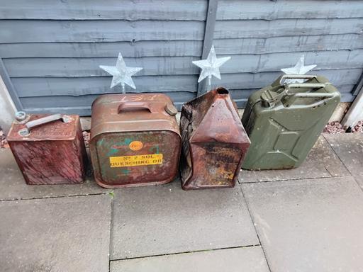 Vehicles Sheldon Birmingham - images_alt_text 4 old oil cans for display man cave garage