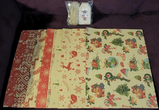 Buy & Sell Wednesfield Wolverhampton - Photos for Christmas Wrapping Paper And Tags 8 Sheets.