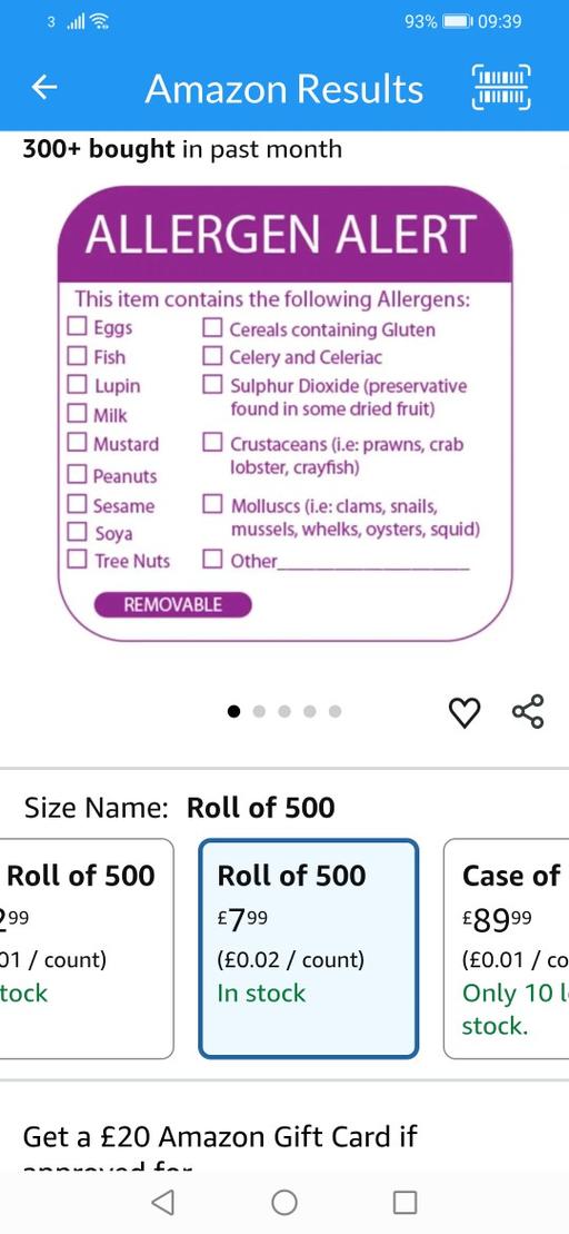 Buy & Sell Heath Town Wolverhampton - Photos for New Allergen alert labels 500 RRP £8