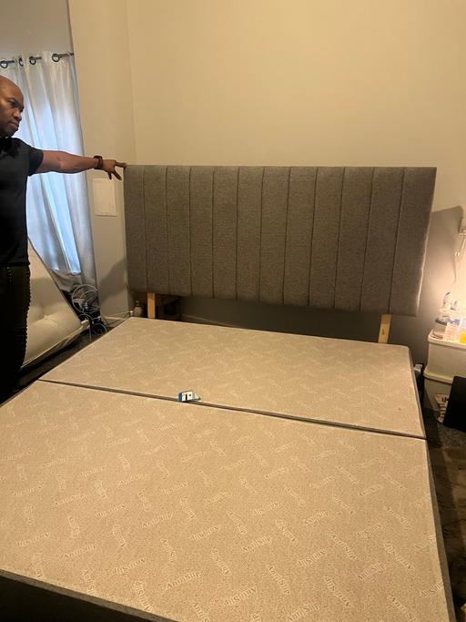 Buy & Sell Pentonville North London - Photos for Divan bed with headboard for sale linen grey(