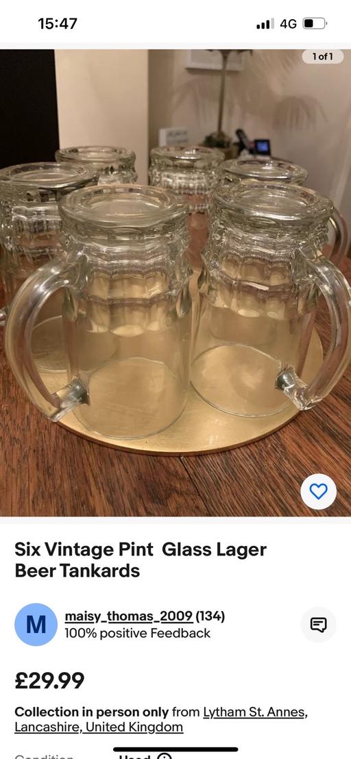 Buy & Sell Ansdell Fylde - Photos for Vintage Pint Glass Tankards x 6