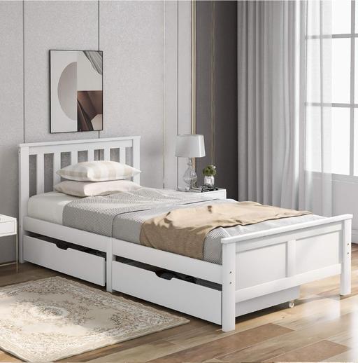Buy & Sell Bow East London - Photos for Single Wooden Solid White Storage bed frame 