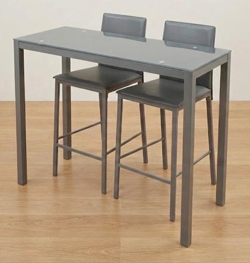 Buy & Sell Sark Guernsey - Photos for Sleek Grey Glass Bar Table & 2 High Stools