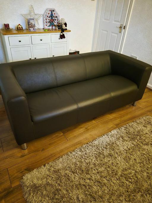 Buy & Sell Wednesbury Sandwell - Photos for Faux leather 3 seater brown sofa