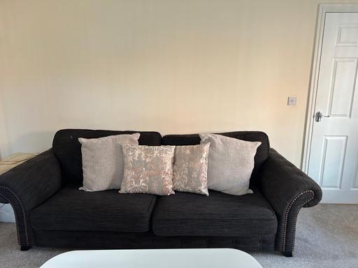 Buy & Sell Edgbaston Birmingham - Photos for 4 seater & 3 seater grey sofa with gold studs