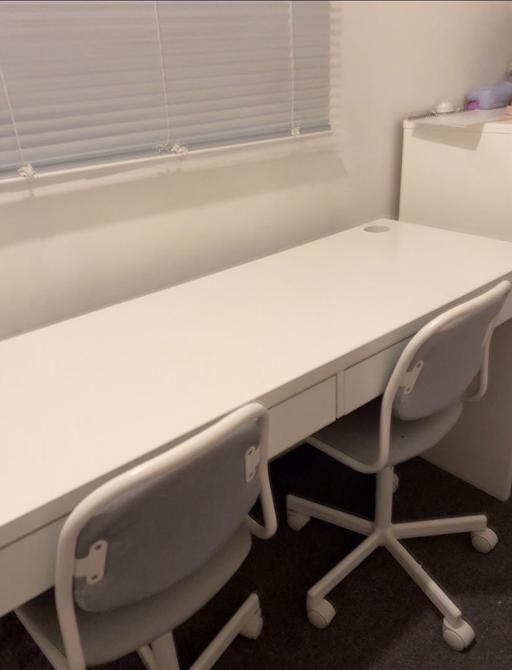 Buy & Sell Tinsley Sheffield - Photos for Long Desk with Two Drawers and Swivel Chairs 