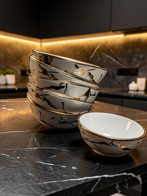Buy & Sell Chinbrook South East London - Photos for Marble Porcelain Soup Bowl Set of 6 - 280ml