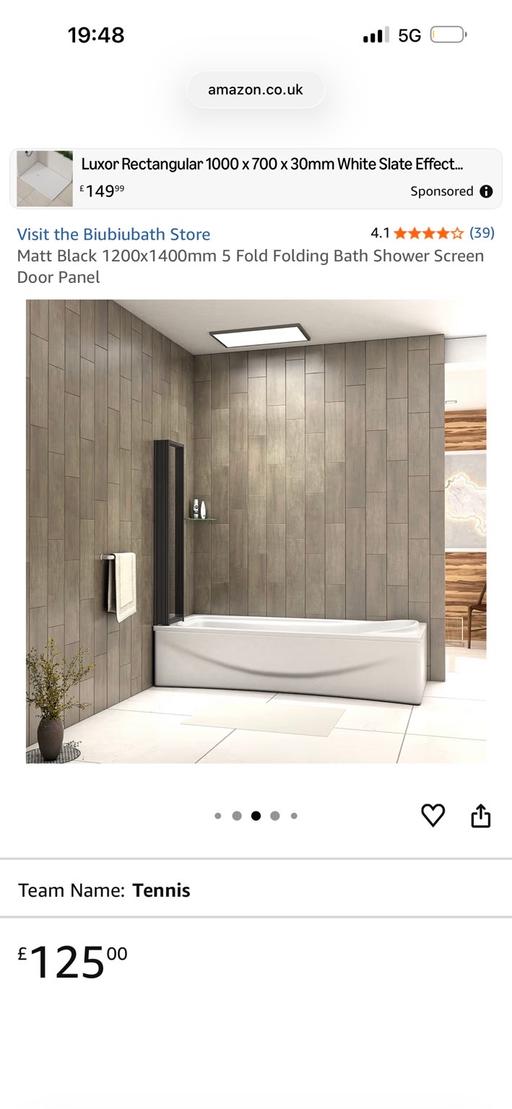 Buy & Sell Kingstanding Birmingham - Photos for Black 5 fold folding bath shower screen