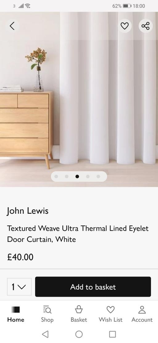 Buy & Sell Heath Town Wolverhampton - Photos for New John Lewis door curtain 117x213cm