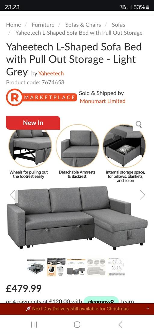 Buy & Sell Hurst Green Dudley - Photos for Yaheetech L-Shaped Sofa Bed with Pull Out Sto