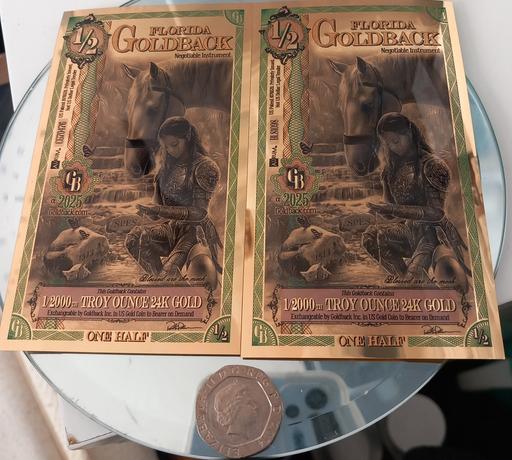 Buy & Sell Thatto Heath Saint Helens - Photos for Florida 1/2 Goldback 2025 Gold Foil Note