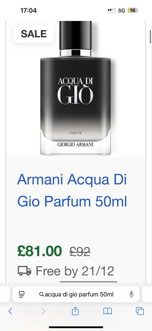 Buy & Sell East Bedfont South West London - Photos for Armani Acqua Di Gio Parfum