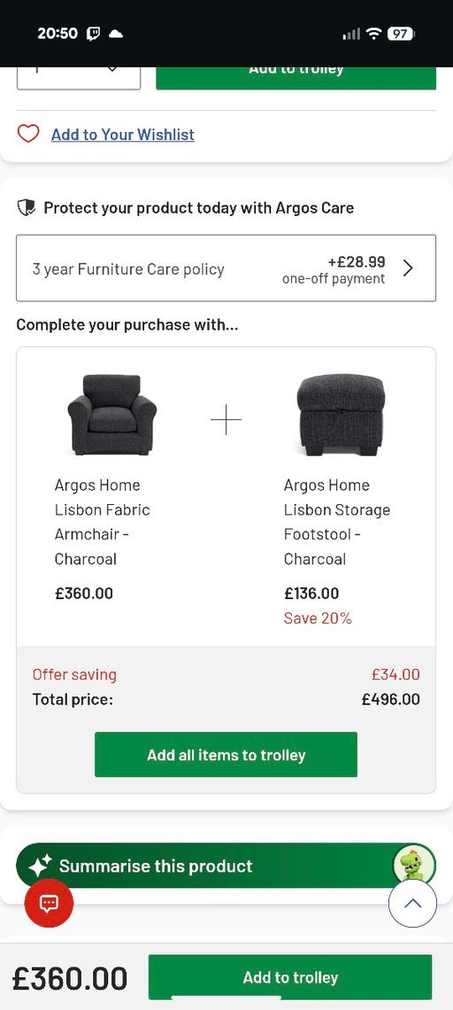 Buy & Sell Quine`s Hill Douglas - Photos for sofa armchair with storage footstool