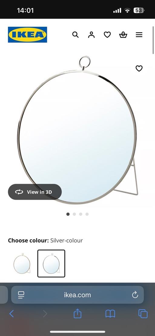 Buy & Sell Westferry East London - Photos for IKEA GRYTAS Round wall mirror (Silver)