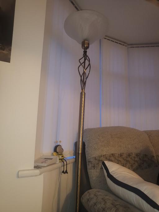 Buy & Sell Walton Liverpool - Photos for two tall brass floor lamps with glass shades