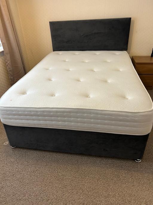 Buy & Sell Sutton Hill Telford and Wrekin - Photos for Double Bed & Mattress -Dark grey, two drawers