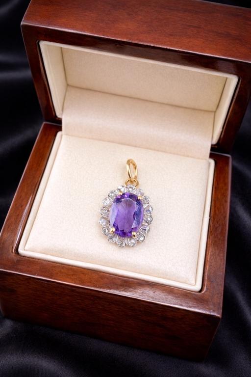 Buy & Sell Harrow on the Hill North West London - Photos for 9ct Gold Amethyst and Natural Diamond Pendant